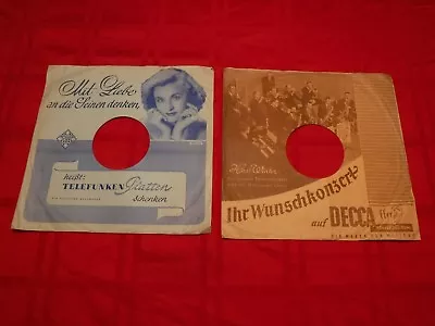 2 German 78 RPM Paper Sleeves Telefunken Gitta Lind Decca Horst Winter 10   • $10