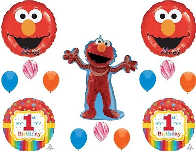 1st First Birthday Elmo Red Monster Balloons Decoration Supplies Party • $26.95