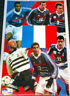 Team FRANCE 1998 WORLD CUP 6-Player Team 22x34 POSTER - Zidane Barthez Pires+ • $33.99