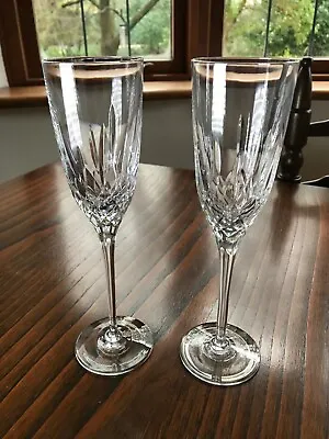 Edinburgh Crystal Champagne Flutes Pair - Appin Design Possibly • £35