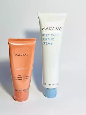 Vintage Mary Kay Satin Hands Cream 3 Oz & Body Care Buffing Cream 6 Oz  Sealed • $15.99