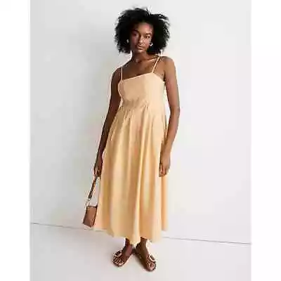 Madewell Womens Pleated Midi Dress 4 Yellow Sleeveless Poplin NWT • $24.50