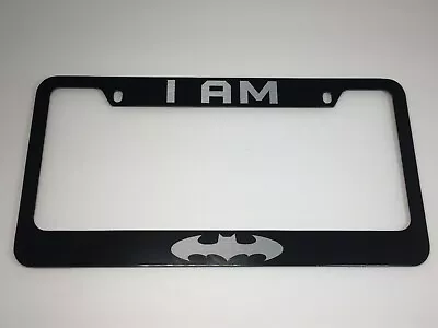 Batman I Am Bat Logo Black Powder Coated Stainless Steel License Frame + Caps • $18.99