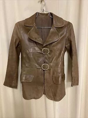 Vintage Y2K Creacions 2000 Leather Jacket Small 8 10 Made In Perth Retro Style • $35