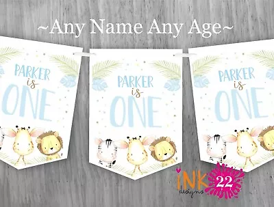 Personalised Birthday Party Decoration Banner Bunting Jungle Animals 1st 2nd 3rd • £4.99