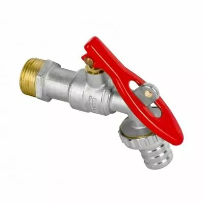 1/2  Garden Lever Tap Valve With Secure Lock And Metal Hose Union Red BIP Tap • £11.29