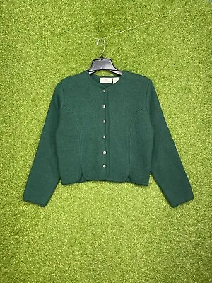 Carroll Reed Cropped Cardigan Sweater Jacket 100% Wool Vintage Green Women 12 • $29.99