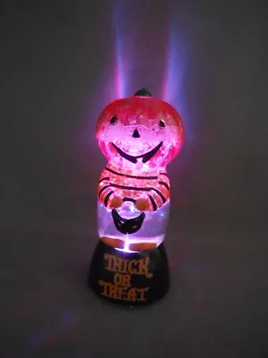 Vtg Multi Color Changing Light-up Halloween Glitter Snow Globe Jack-o-Lantern • $18.99