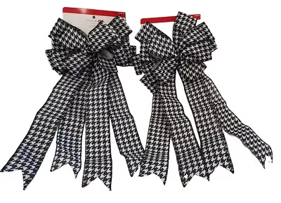 2 XL Celebrate IT Preformed  Black & White Houndstooth Buffaloe  Plaid Bows NEW • $16