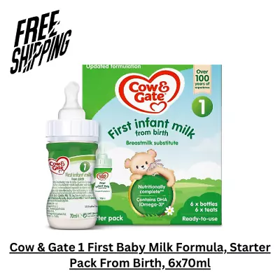 Cow & Gate 1 First Baby Milk Formula Starter Pack From Birth 6x70ml • £200