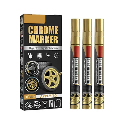 3Pcs Liquid Mirror Chrome Marker Set DIY Car Paint Pen Metal Marker Plated Pens • $2.99