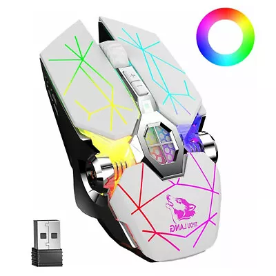 Wireless Gaming Mouse RGB Backlit Silent Rechargeable USB 2400DPI For PC Laptop • $20.99