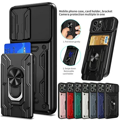 $15.42 • Buy For IPhone 14 13 12 11 Pro X XS Max XR 8 7 SE Wallet Card Holder Ring Stand Case