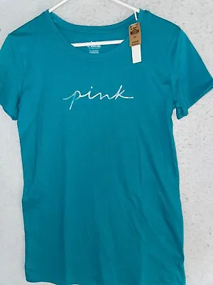 Victoria Secret PINK T-shirt Tee Logo Tie Dye NEW Blue Women's Short Sleeve • $13.99