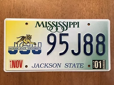 2001 Mississippi Jackson State University College License Plate Tag Specialty  • $29.99