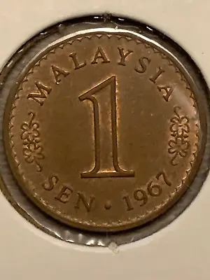 Malaysia - 1967 1 Sen Coin - Bronze - Nice Toning 1st Year Of Issue - Free Ship! • $1.49