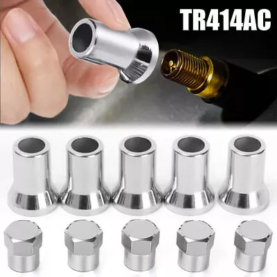 10x Car Tire Wheel Valve Stem Covers TR414 Chrome Hex Caps Accessories W/ Sleeve • $3.61