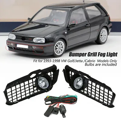 Bumper LED Fog Light Lamp Grille Cover For VW MK3 Golf Jetta Cabrio Only 1992-98 • $46.44