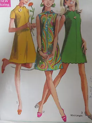 Vtg 60's Simplicity 7635 SCALLOPED EDGE & NECKLINE DRESS Sewing Pattern Women • $17.99