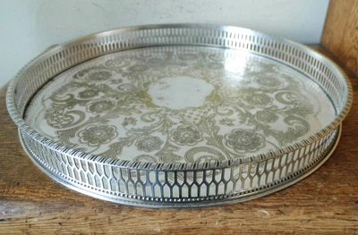 £3.20 • Buy VINTAGE 1930s VINERS Of SHEFFIELD SILVER PLATE CIRCULAR PIERCED GALLERY GIN TRAY