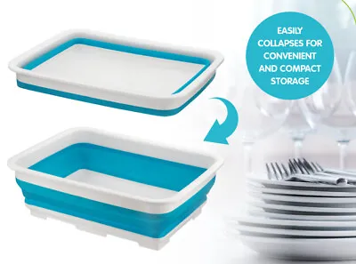 Collapsible Washing Up Bowl Dish Drainer Draining Folding Kitchen Camping 10L • £7.97