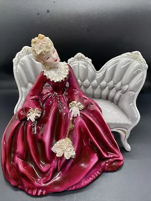 Florence Ceramics 'elizabeth' In Burgundy Dress On Grey Setee With Parasol • $69.99