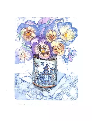 £35 • Buy Jenny Devereux 'PANSY AND LACE', 160/250 Signed Limited Edition Etching