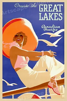 1930s Cruise The Great Lakes Vintage Style Canadian Pacific Travel Poster 24x36 • $25.95