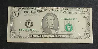 1988A $5 Federal Reserve Note W/ Off Center Print & Overprint • $169.99