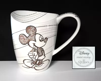 Disney Queen's Bone China 'Metal Mickey' Mug MICKEY MOUSE. White & Goldtone • £12.99