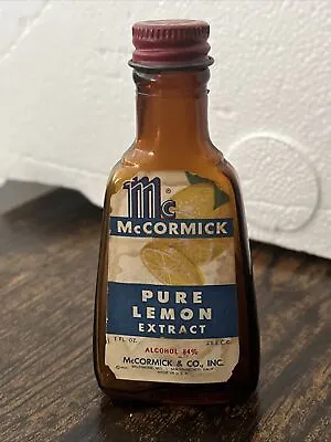 Vintage 1940's McCormick Pure Lemon Extract Empty Bottle Collectible • $9.99