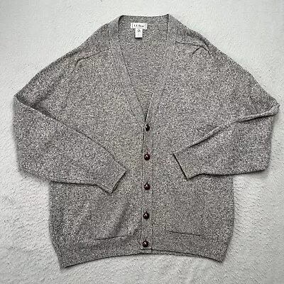 Vintage LL Bean Sweater Mens Large Blue Gray Ragg Cardigan Lambswool Scotland • $39.93