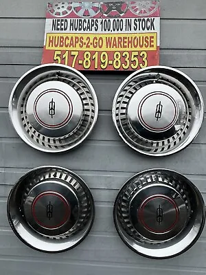1974-76 Vintage Oldsmobile Cutlass 15” Hubcaps Set 4 Beautiful Rare  Red Accents • $115