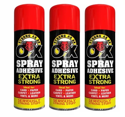 3x SAAO Extra Strong Spray Adhesive Glue For Carpet Tile Craft Fabric 500ML NEW  • £12.99