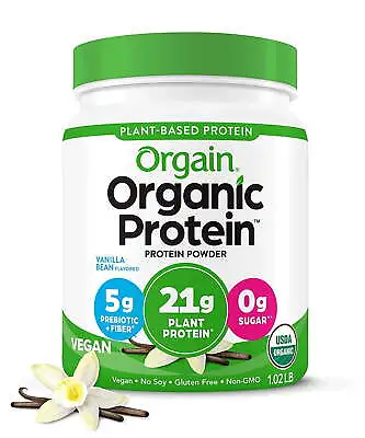 Orgain Organic Vegan 21g Protein Powder Plant Based Vanilla Bean 1.02lb • $18.78