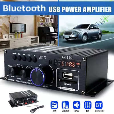 Bluetooth 2.0CH 400W Hi-Fi Stereo 12V MP3 Car Audio Amplifier Radio Booster UK • £22.79