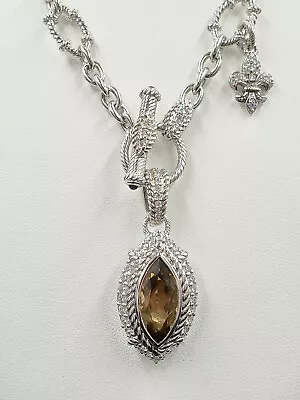 New Judith Ripka Sterling Diamonique Quartz Enhancer Fleur De Lis NecklaceVIDEO • $157.50