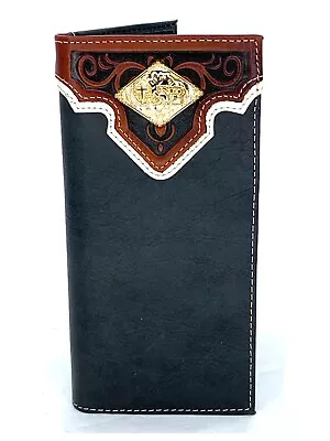 Western PU Leather Wallet Cowboy Prayer Rodeo Bifold Checkbook Black 7.5'' • $14.99