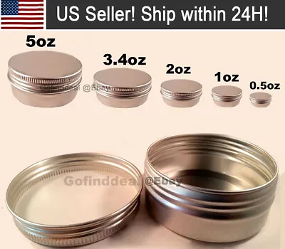 Aluminum Round Metal TinsStorage Jar Candle Lip Balm Cosmetic Sample Containers • $93.97