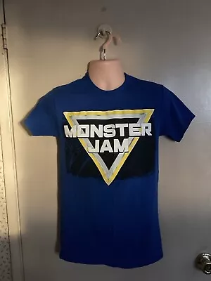 Monster Jam T Shirt Size Small Cotton Short Sleeve Blue Double Sided • $10