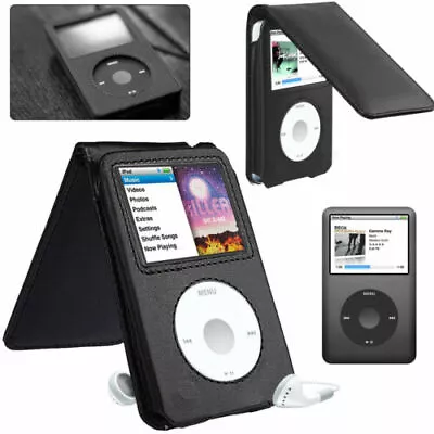 Black Leather Stand Case Cover For Apple IPod Classic 80GB/120GB/160GB 6th 7th • $25.99