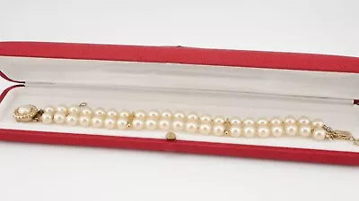 Majorica Double Row Pearl Bracelet With 925 Silver Clasp In Original Box • $60.91