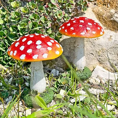 £10.99 • Buy Pair Garden Mushroom Ornaments Fairy Garden Toadstools Outdoor Decorations