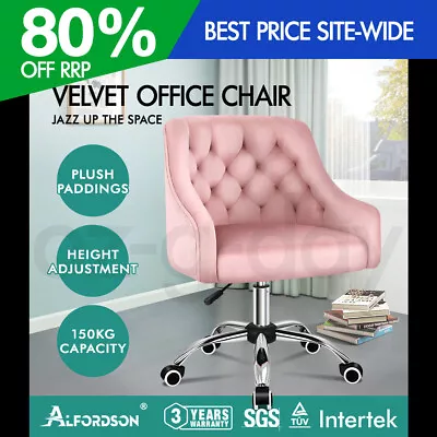 $159.95 • Buy ALFORDSON Velvet Office Chair Computer Swivel Armchair Work Adult Kids Pink