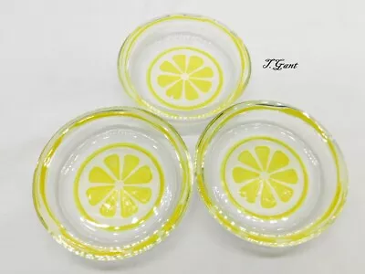 3 Mid Century Modern Vibe Lemon Slice Glass Coasters Summer Party Fun Decor • $14.99