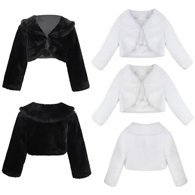 Kids Baby Girls Faux Fur Princess Bolero Shrug Cardigan Cape Winter Coat Jacket • £13.79