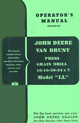 JOHN DEERE VanBrunt Grain Drill LL  Operators Manual • $16.92