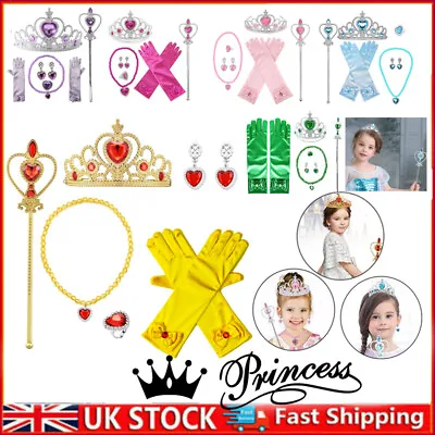 Princess Dress Up Accessory Costume Kit Girl Gloves Tiara Angle Fairy Wand Set~ • £9.99