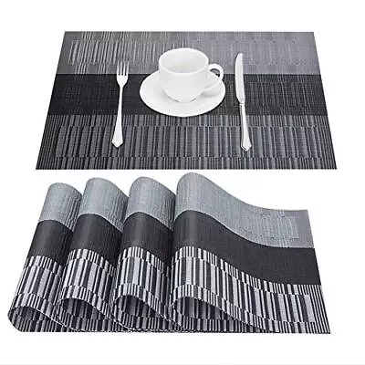 Set Of 4 Placemats Non-Slip Heat Resistant Dining Vinyl Woven Table Mats Pads • $13.18