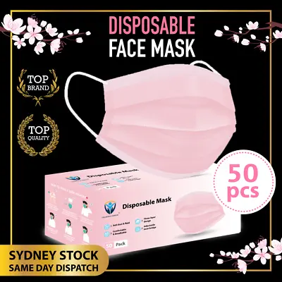 50Pcs PINK BLUSH Disposable Face Mask Protective Masks 3 Layer Meltblown Filter • $14.95